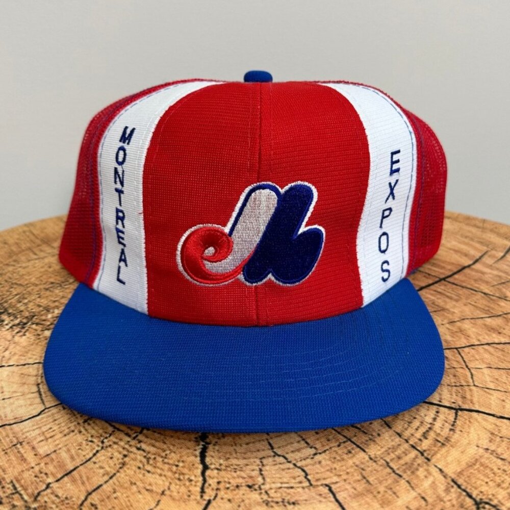 Vintage Montreal Expos MLB Ted Fletcher Men's Red/Blue Snapback Trucker Hat